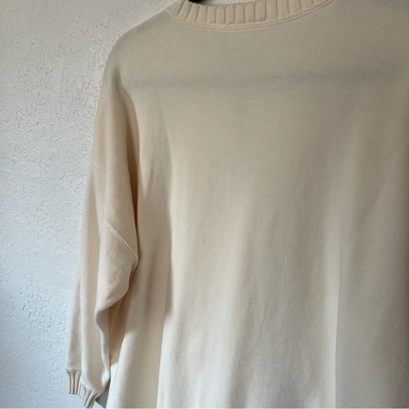 VTG Liz Claiborne Cozy Neutral Ivory Crewneck 1/4 Zip Ribbed Hems XL 100% cotton - Picture 8 of 11